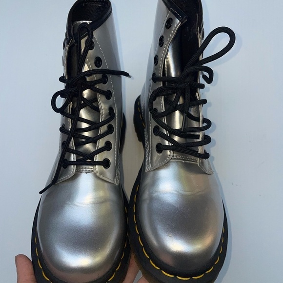 Dr. Martens 1460 Vegan Silver Metallic Chrome Boot - Picture 8 of 11